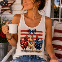 Brushstroke Chicken Trio USA Tank Top