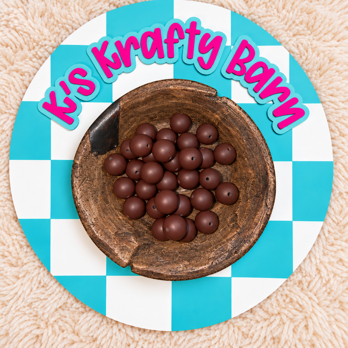 Chocolate Brown 15mm Solid Silicone Beads