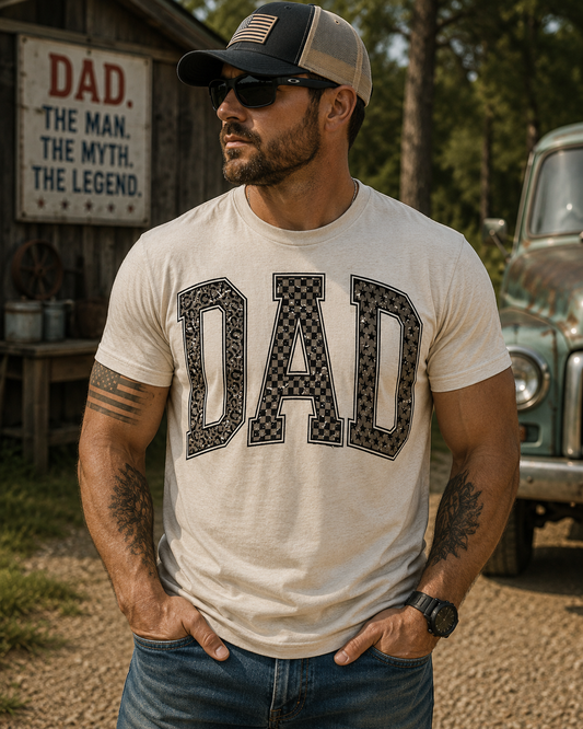Distressed Grey Patterned Dad