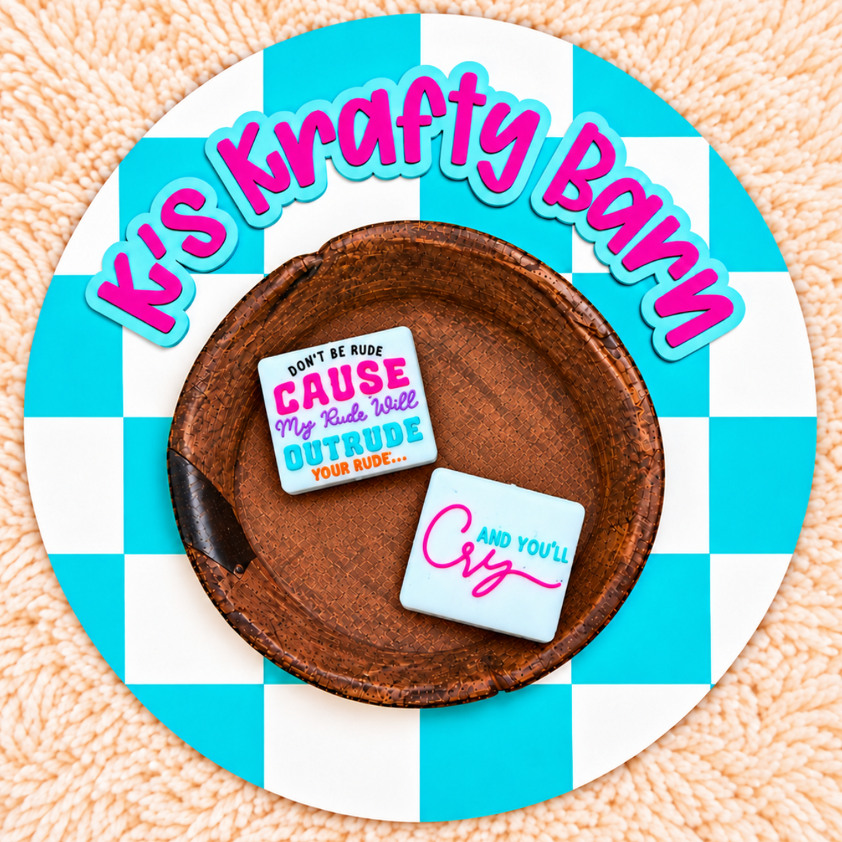 Don't Be Rude Double-Sided Silicone Focal Bead