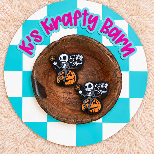 Feliz Lunes Jack Pumpkin Silicone Focal Bead | Halloween