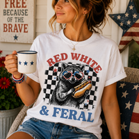 Red White And Feral Hot Dog Graphic Tee
