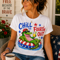 Chill The Fourth Out Gator Float Graphic Tee