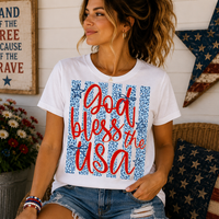 God Bless the USA Cheetah Blue Graphic Tee