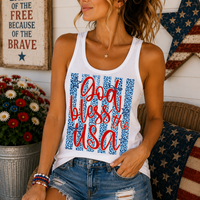 God Bless the USA Cheetah Blue Tank Top