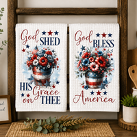 God Bless America Waffle Weave Kitchen Towel