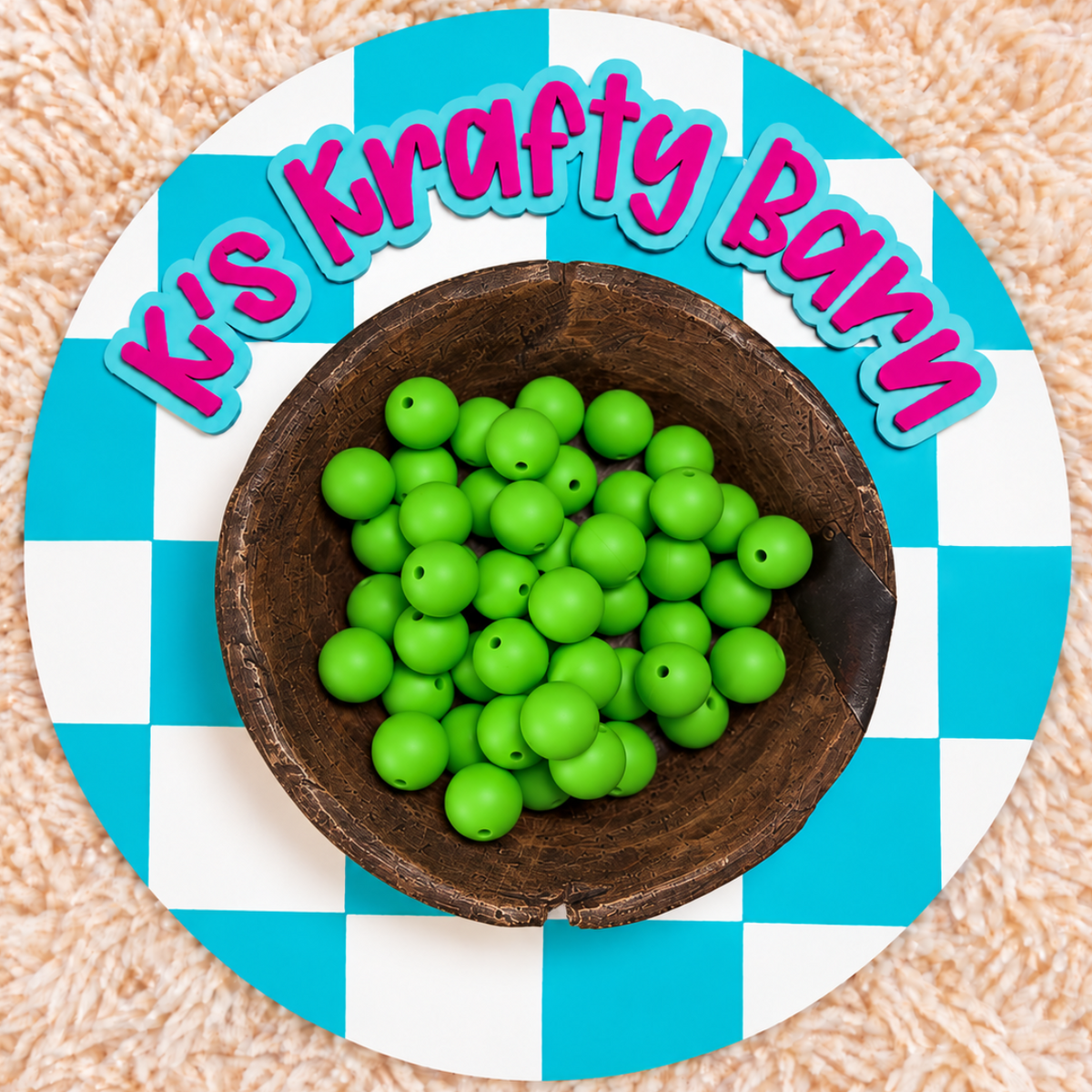 Green Apple 15mm Solid Silicone Beads