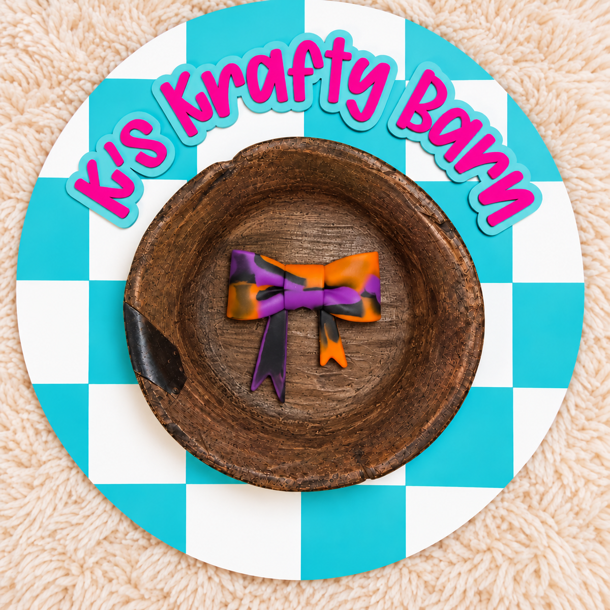 Halloween Color Bow Silicone Focal Bead