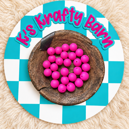 Hot Magenta 15mm Solid Silicone Beads