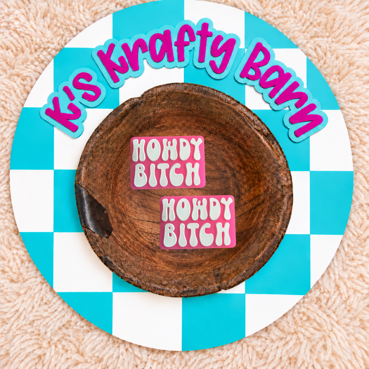 Howdy Bitch Pink Silicone Focal Bead