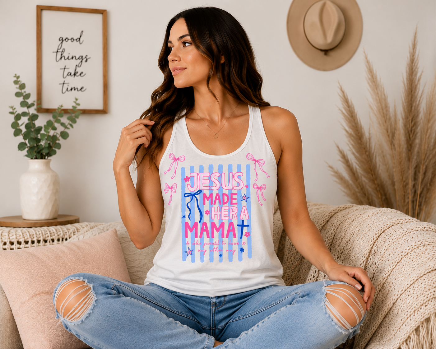 Jesus Made Her A Mama Tank Top K's Krafty Barn