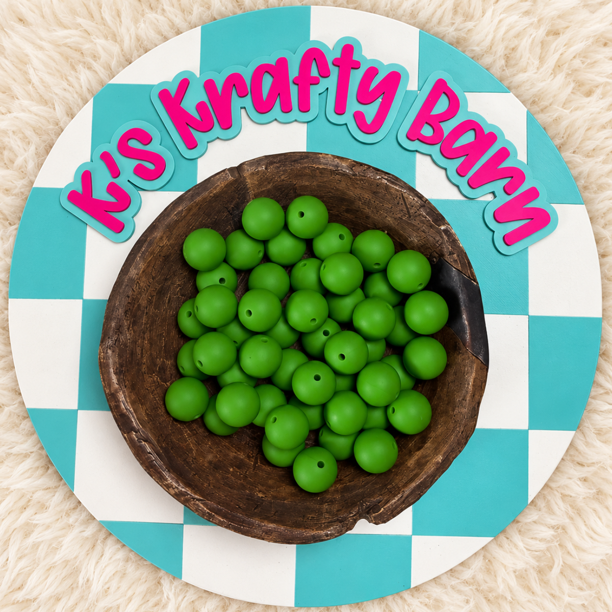 Kelly Green 15mm Solid Silicone Beads
