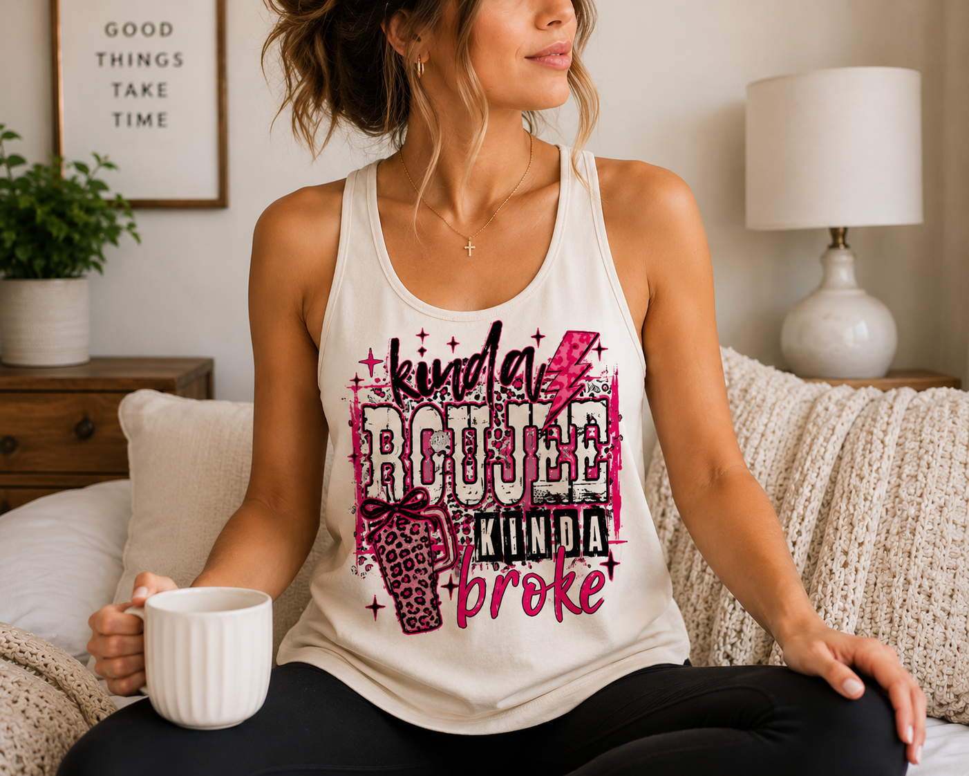 Kinda Boujee Kinda Broke Tank Top K's Krafty Barn