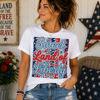 Floral Sweet Land Of Liberty Graphic Tee