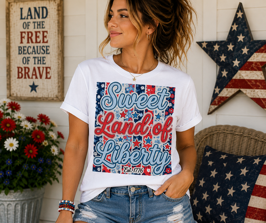 Floral Sweet Land Of Liberty Graphic Tee