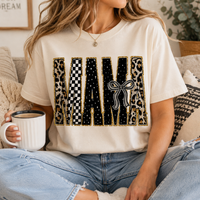 Mama Mixed Patterns Bow Tee