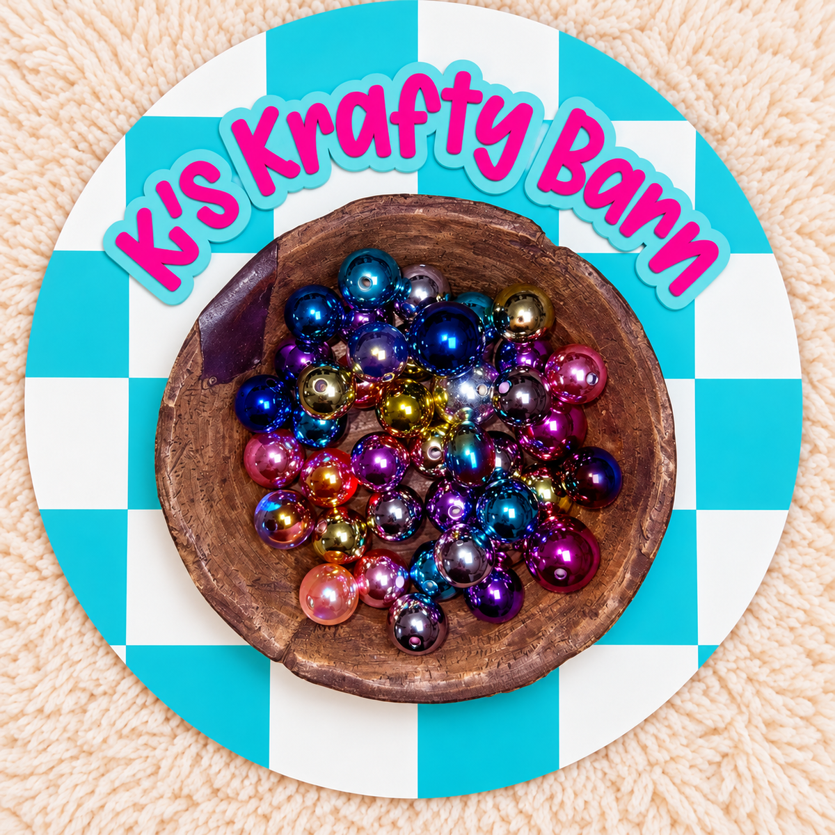 16mm Metallic Acrylic Beads | Random Chrome Color Mix