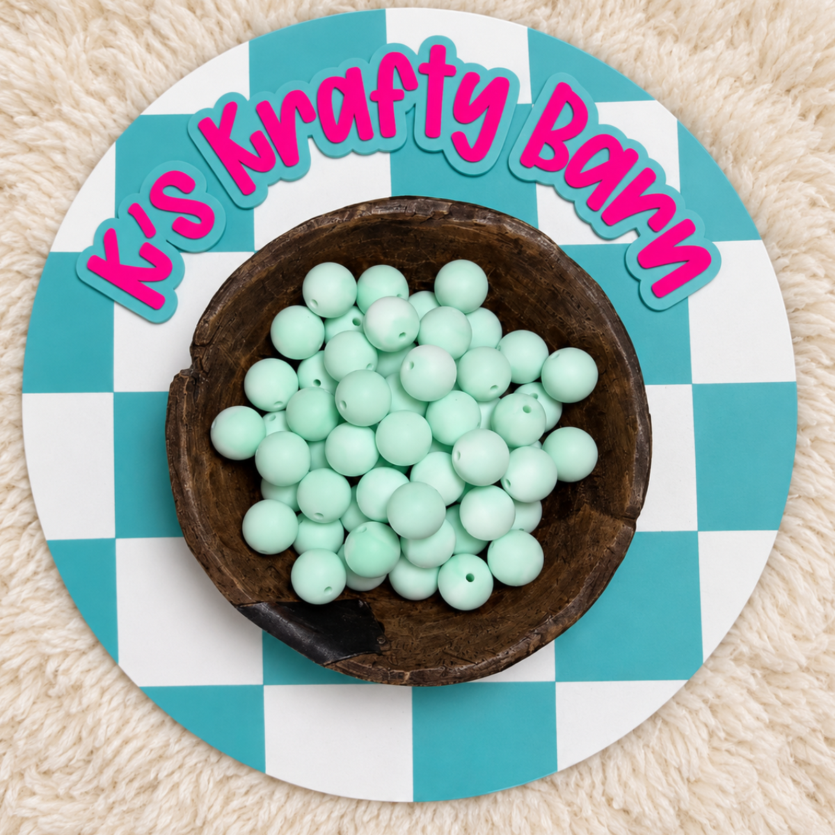 Mint Swirl 15mm Solid Silicone Beads