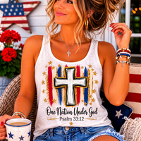 Gold Outline One Nation USA Tank Top