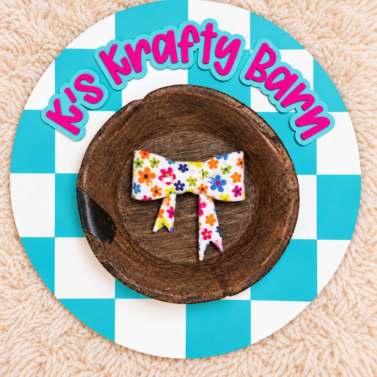 Neon Daisy Bow Silicone Focal Bead