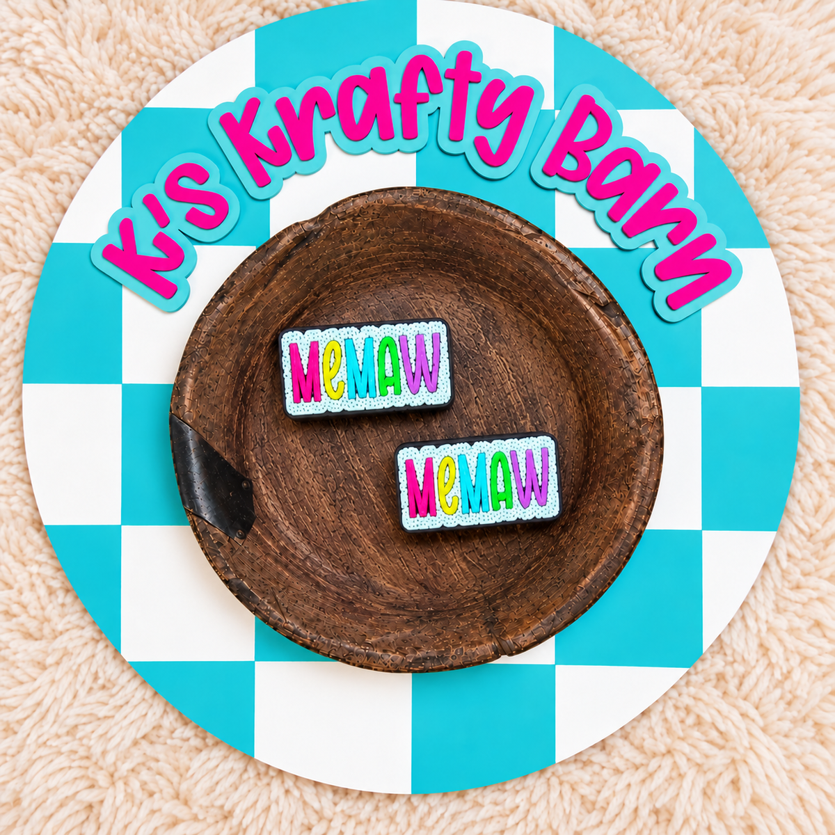 Neon MeMaw Silicone Focal Bead