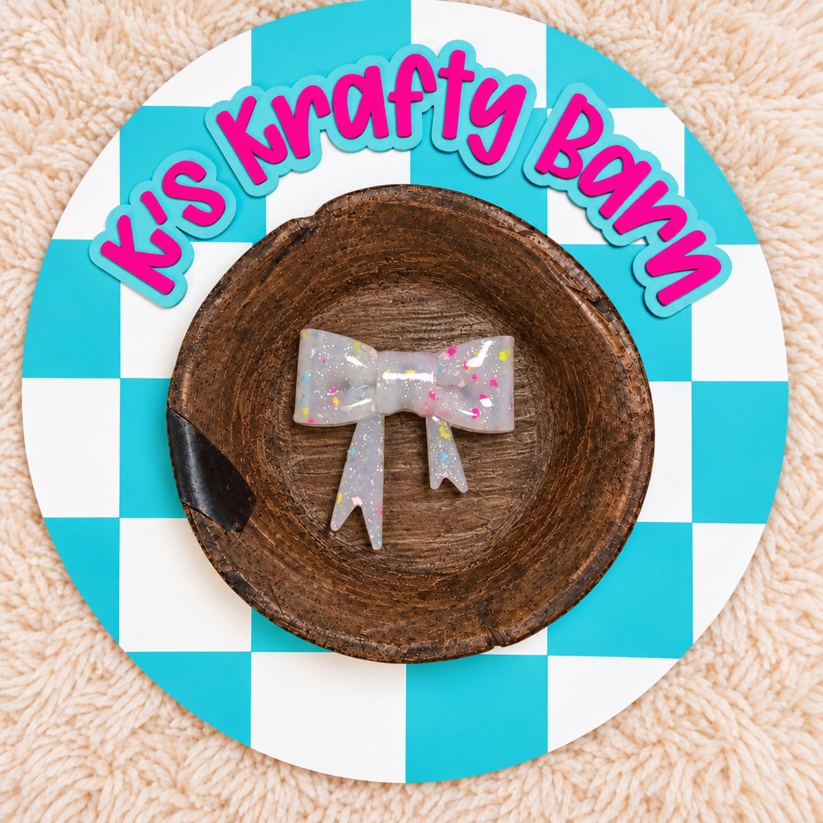 Confetti Jelly Bow Silicone Focal Bead