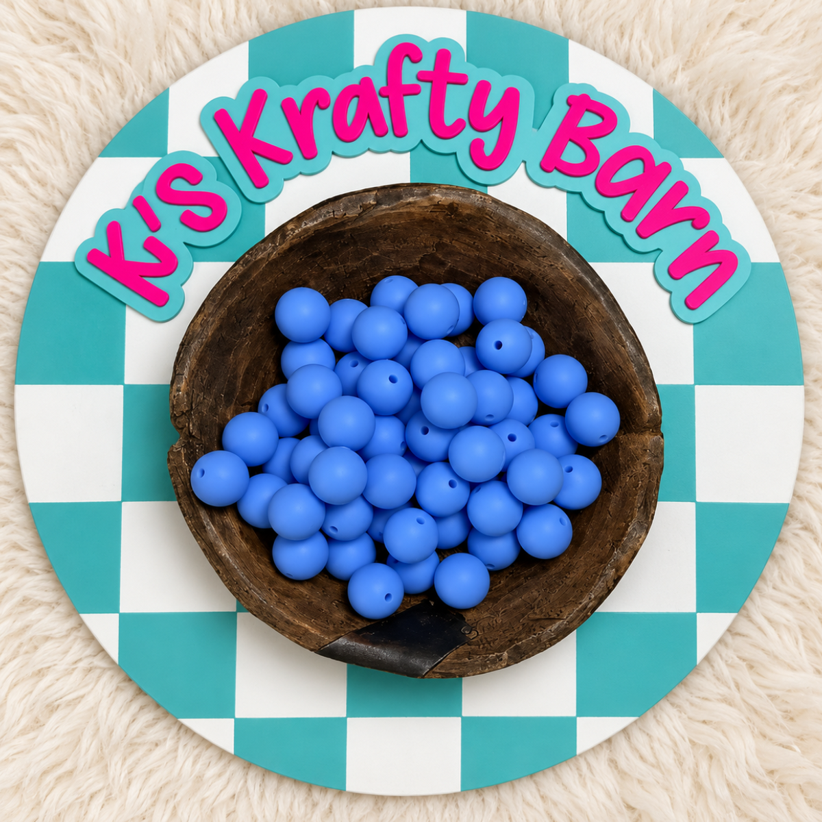 Ocean Blue 15mm Solid Silicone Beads