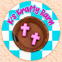 Pink Cross With White Jesus Silicone Focal Bead