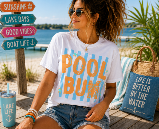 Pool Bum Stripes Graphic Tee