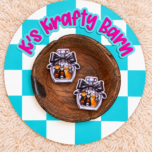Spooky Black Cat Potion Bow Silicone Focal Bead | Halloween