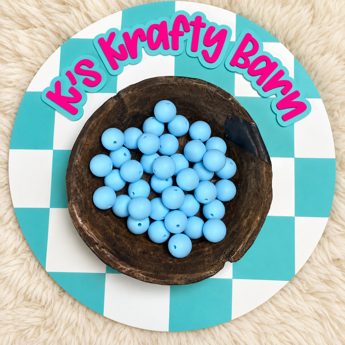 Powder Blue 15mm Solid Silicone Beads