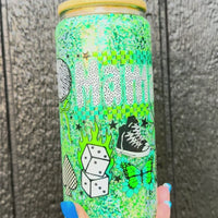 Checkered Mama 20oz Glass Snowglobe Tumbler
