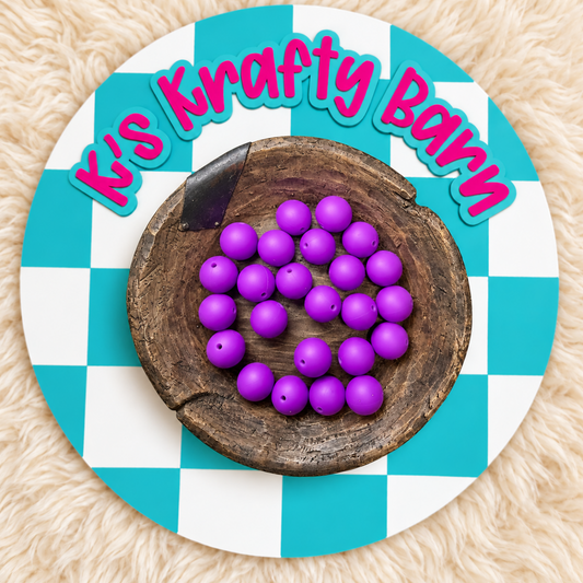 Purple 15mm Solid Silicone Beads