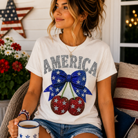 Rhinestone America Cherries Graphic Tee