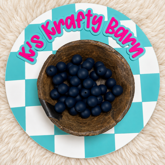 Navy Blue 15mm Solid Silicone Beads