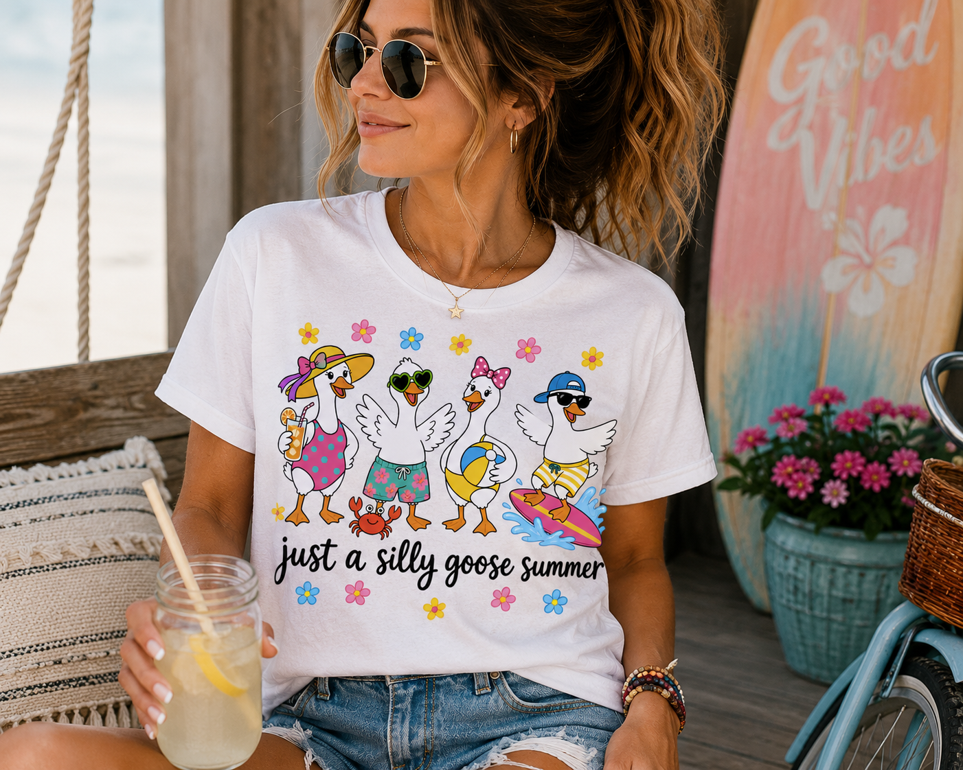 Just A Silly Goose Summer Graphic Tee