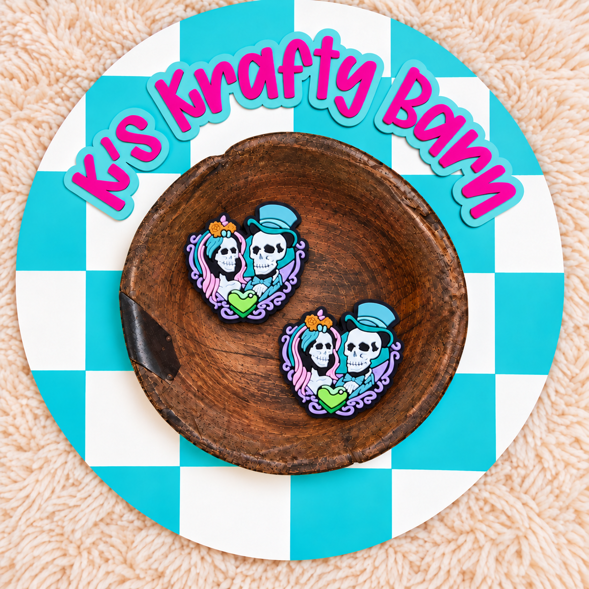 Haunted Sweethearts Skeleton Couple Silicone Focal Bead | Halloween
