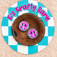 Smiley Face With Hot Pink Flowers Silicone Focal Bead