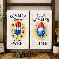 Summer Time Is So Sweet Waffle Weave Kitchen Towel