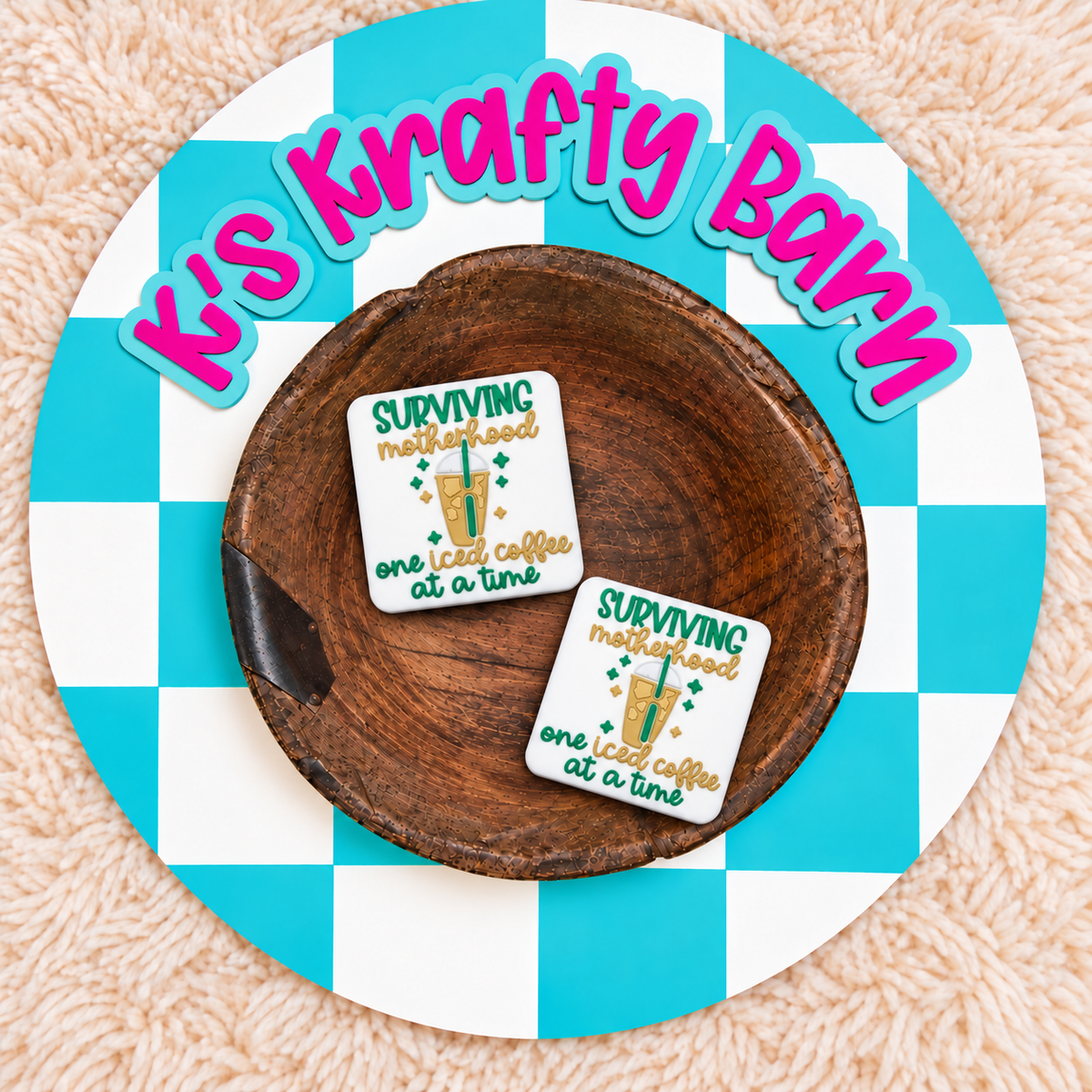 Surviving Motherhood One Iced Coffee At A Time Silicone Focal Bead | Exclusive