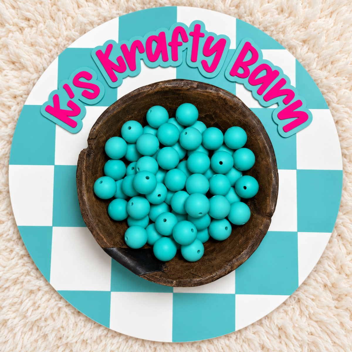 Teal 15mm Solid Silicone Beads