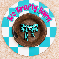 Teal Cowprint Opal Bow Silicone Focal Bead