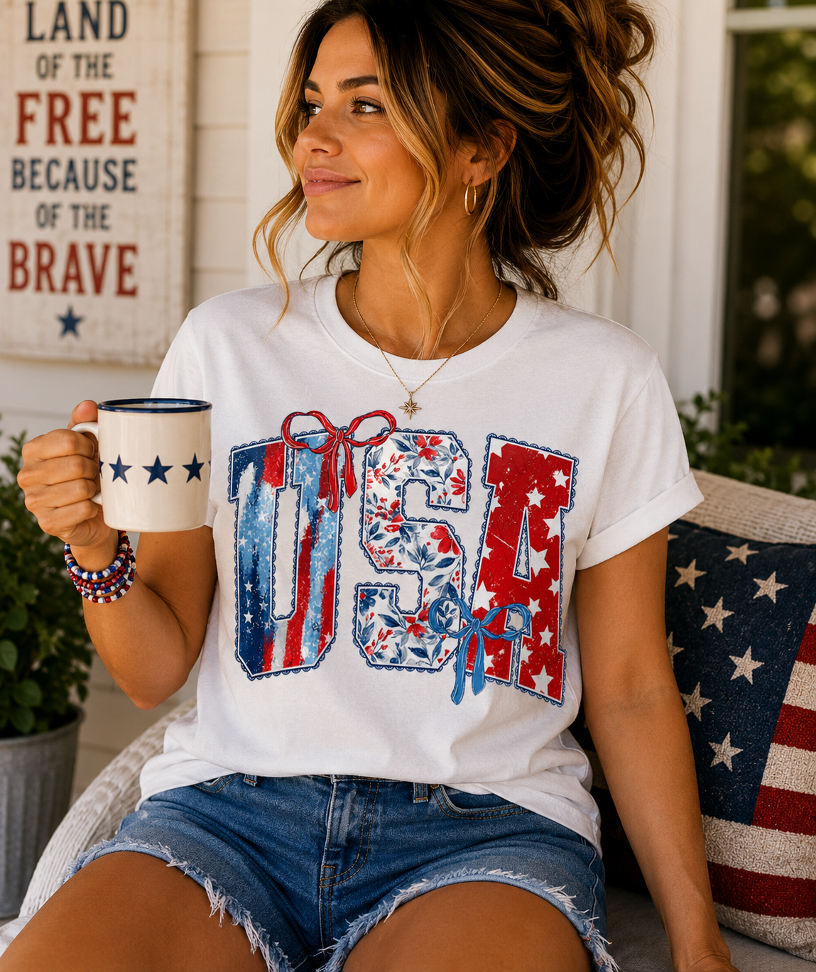 Vibrant USA Lace Graphic Tee