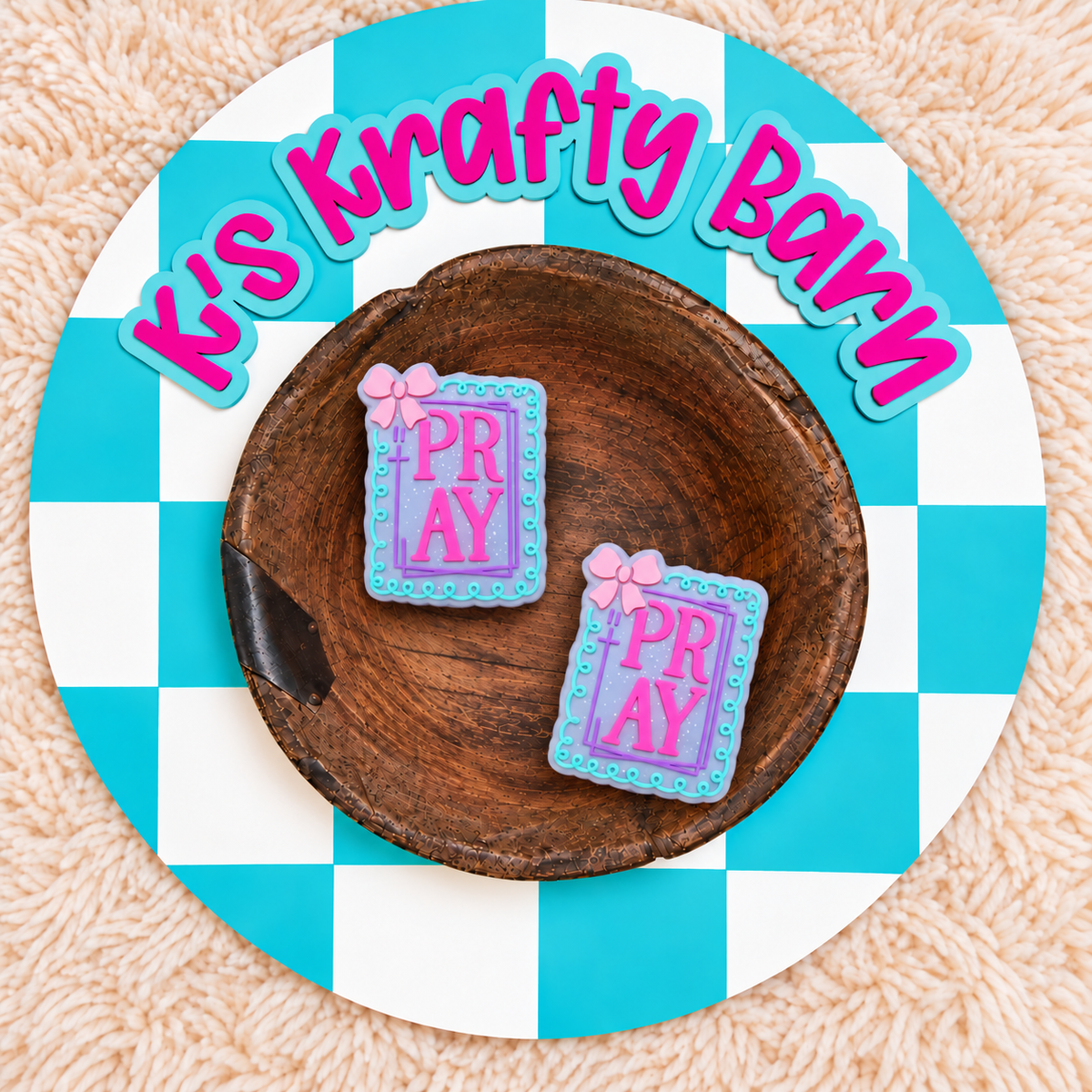 Clear Pray Stamp Silicone Focal Bead