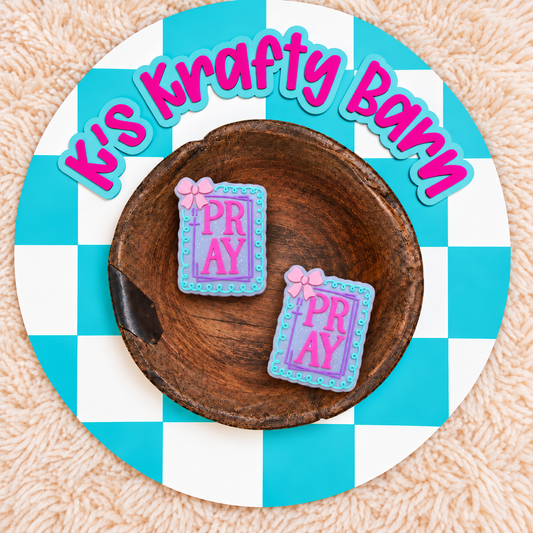 Clear Pray Stamp Silicone Focal Bead